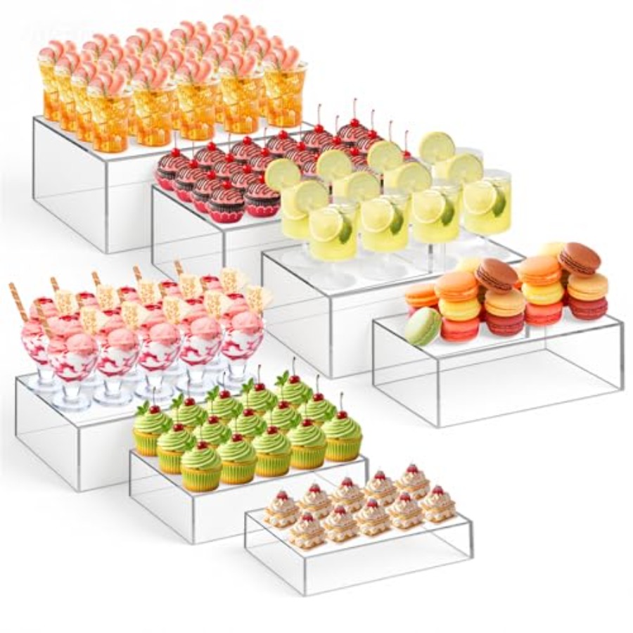 Display Risers Set - Catering-Desserttisch-Erhöhungssatz: Acryl, transparent, rechteckig, 6 bis
